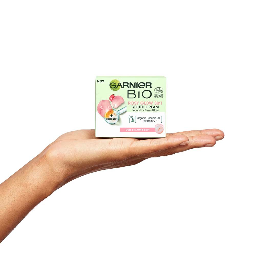 3600542397612 Garnier BIO Rosy Glow Face Youth Cream boxinhand